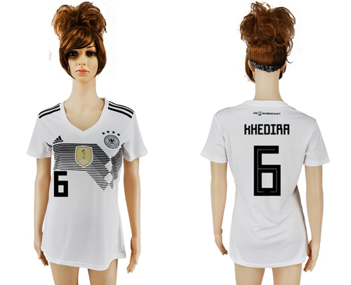 Women's Germany #6 Khedira White Home Soccer Country Jersey